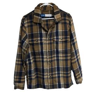 Old Navy Shirt Men Medium Flannel Plaid Lumberjack Wool Blend Shacket Layering M